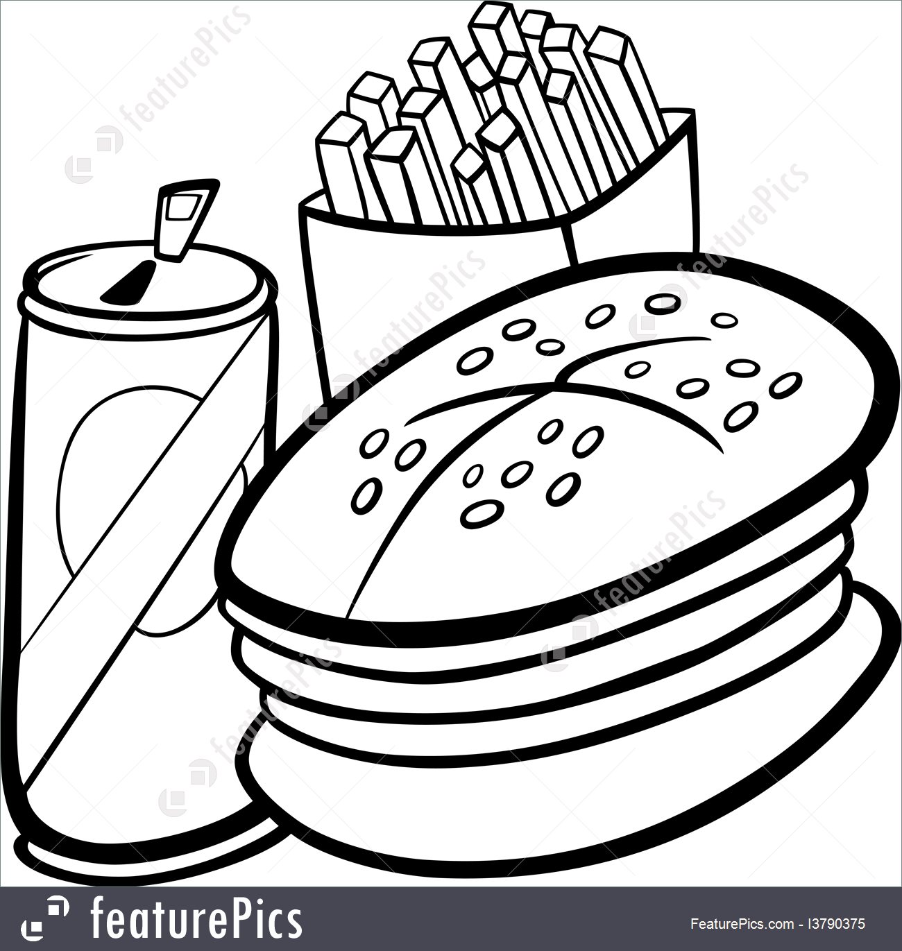 1300x1371 Illustration Of Fast Food Cartoon For Coloring Book
