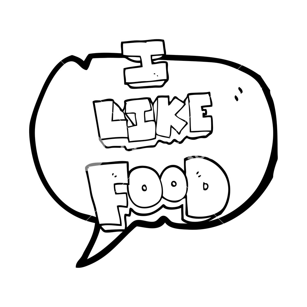 1000x1000 Freehand Drawn Speech Bubble Cartoon I Like Food Symbol Royalty