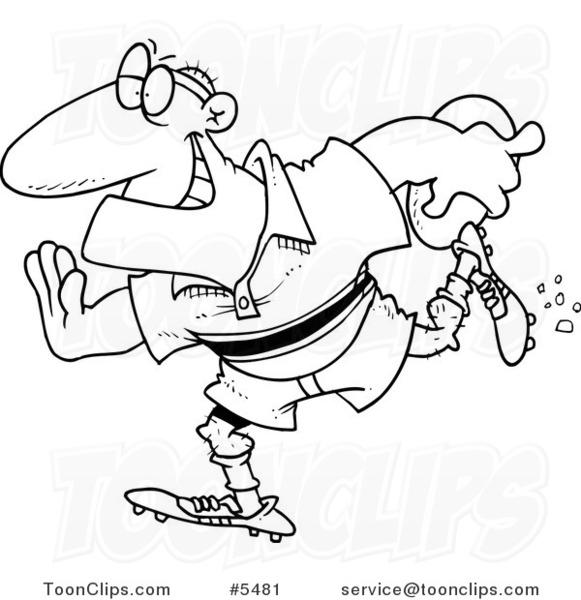 581x600 Cartoon Black And White Line Drawing Of A Rugby Football Player