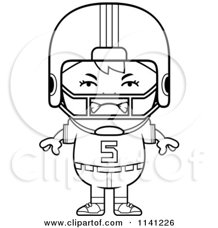 450x470 Cartoon Clipart Of A Black And White Angry Football Player Boy