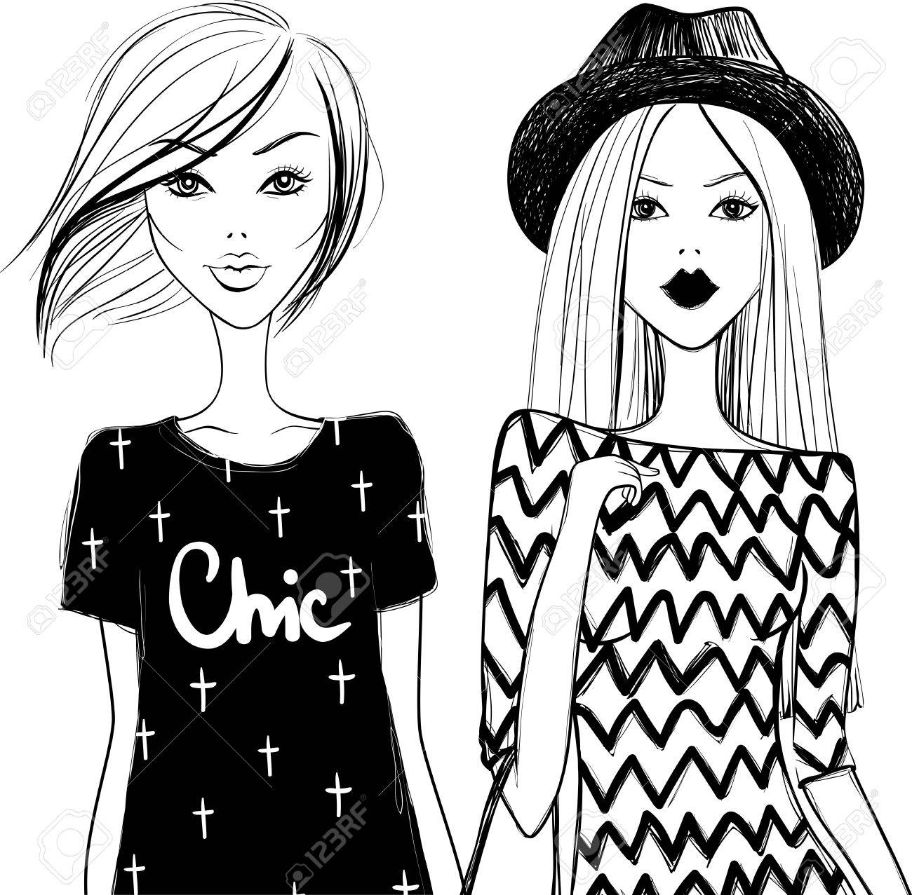 1300x1277 Cute Fashion Girls. Stylish Woman. Vector Girls. Young Girl