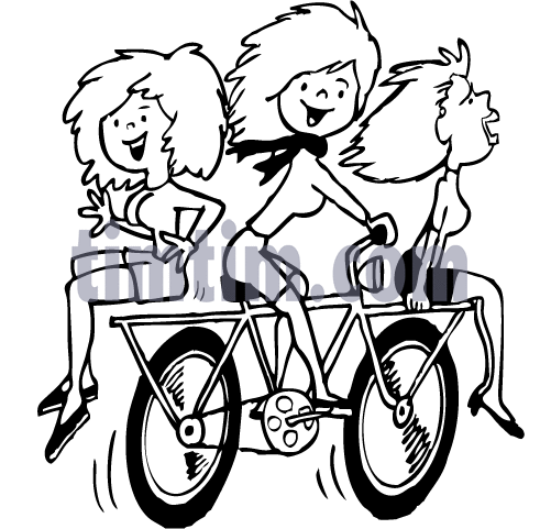 491x481 Free Drawing Of 3 Bicycle Girls Bw From The Category Sports