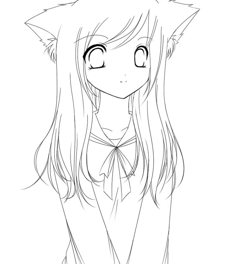 744x864 Best Of Anime Girl Coloring Pages Free Printable Cartoons Cat
