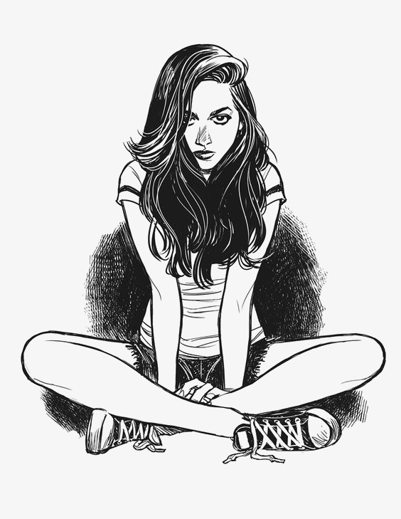 564x729 Woman, Long Haired Girl, Cartoon Girl, Sketch Girls Png Image