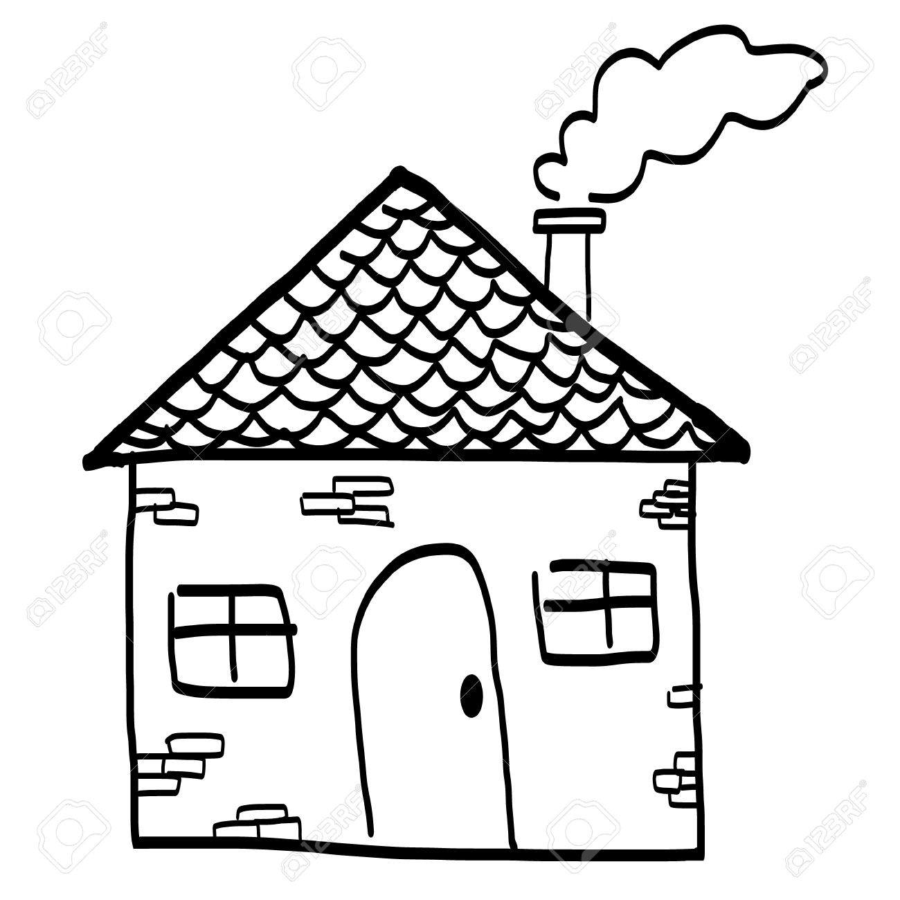 1300x1300 Drawing Of A House In A Cartoon Style Royalty Free Cliparts