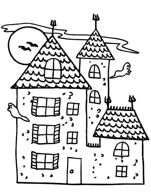 600x775 Cartoon Haunted House Coloring Pages Cartoon Haunted House
