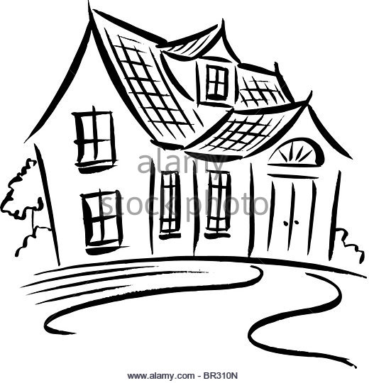 520x540 Cartoon House Black And White Collection