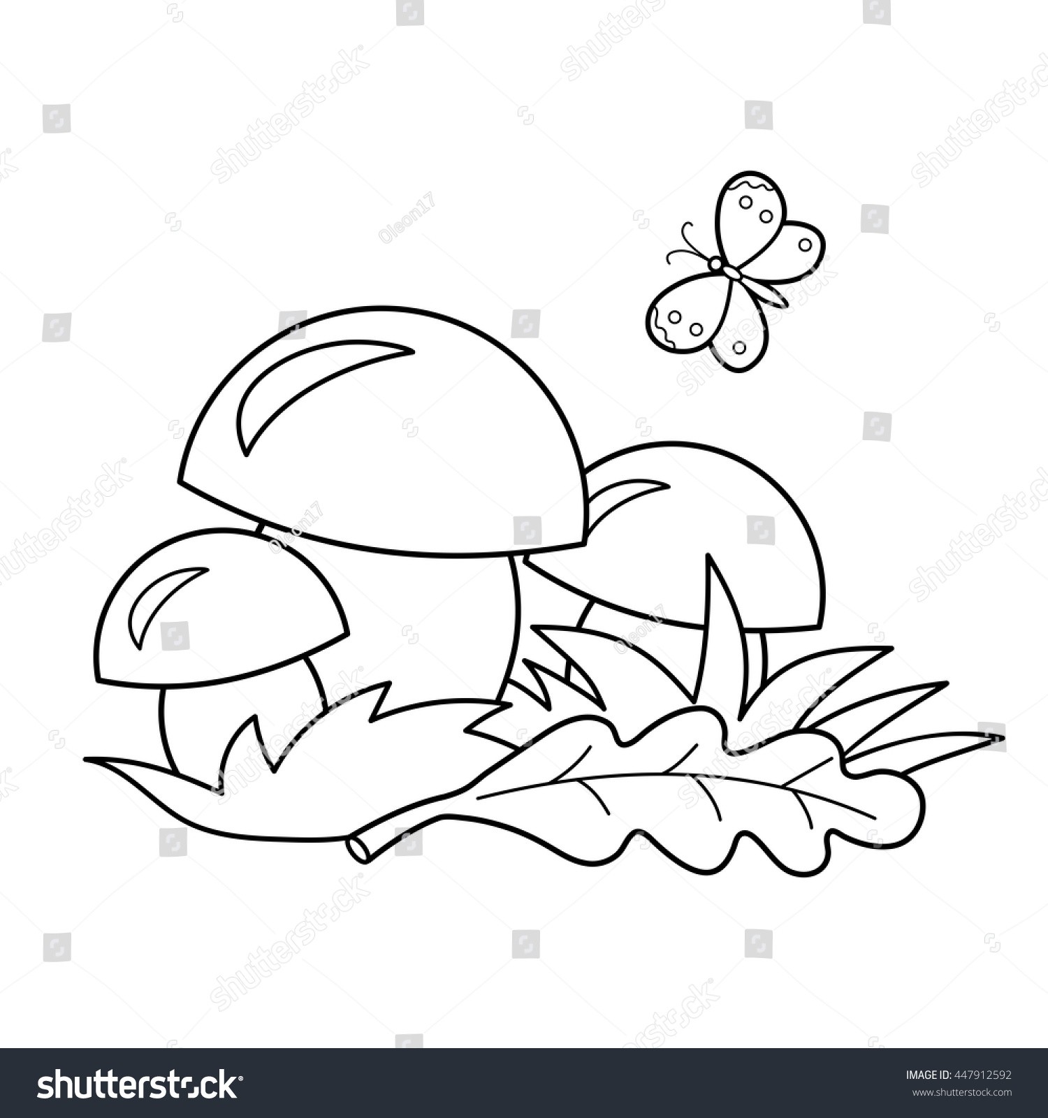 1500x1600 Mushroom Nature Coloring Page Kids New Kids Drawing