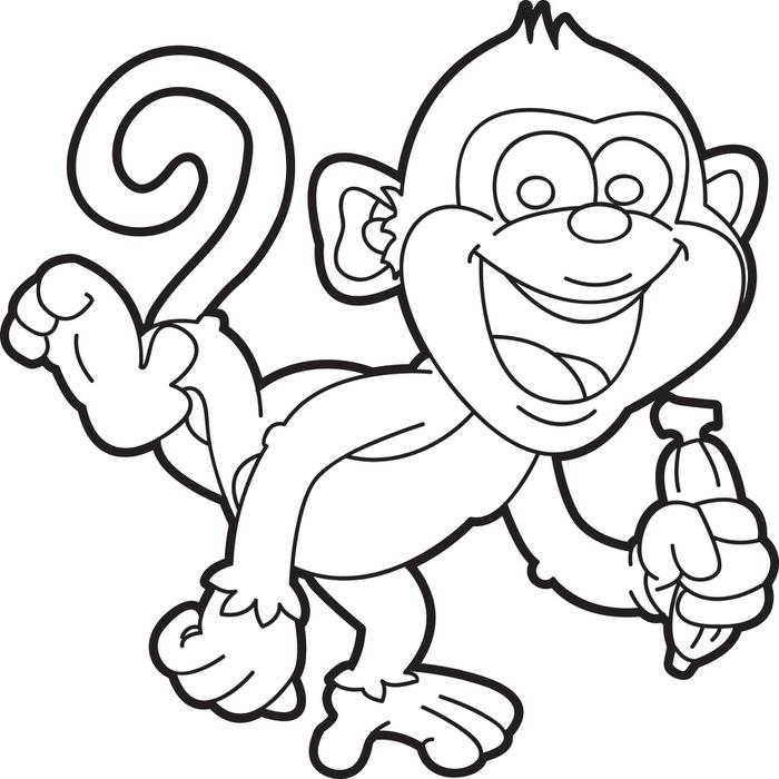 700x700 Free, Printable Cartoon Monkey Coloring Page For Kids