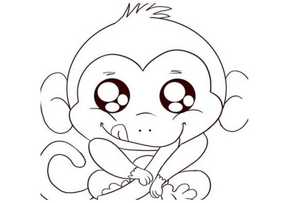 564x398 Monkey Eating Drawing Monkey, Step By Step, Forest Animals
