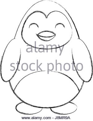 300x388 Cute Sketch Penguin Cartoon Stock Vector Art Amp Illustration