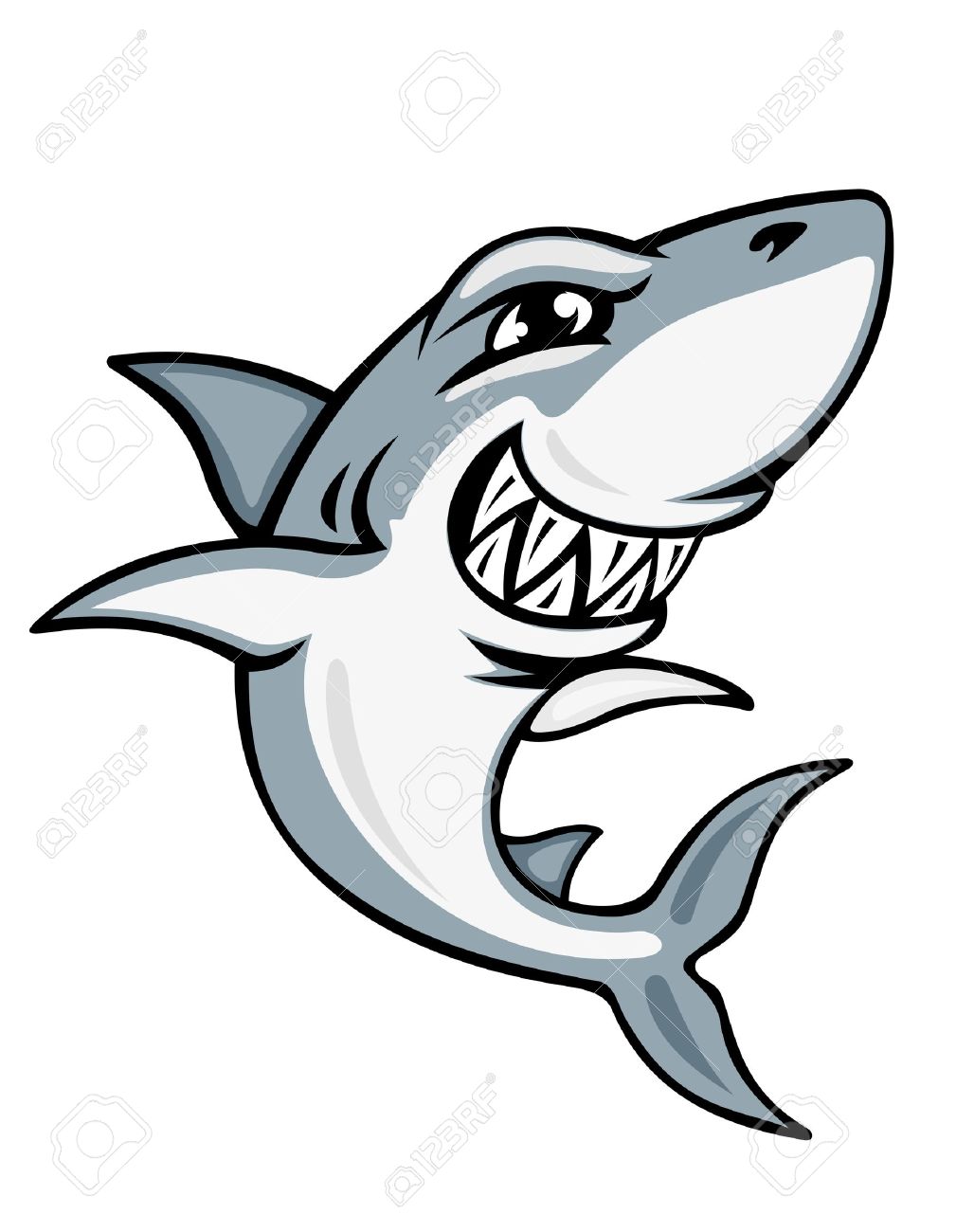1028x1300 Cartoon Smiling Shark For Mascot And Emblem Design Royalty Free
