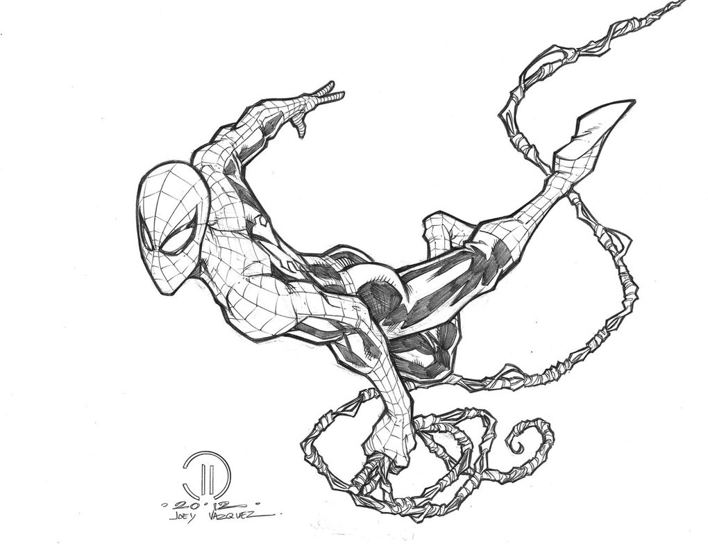 1020x783 Spiderman Swinging Penciles By Joeyvazquez