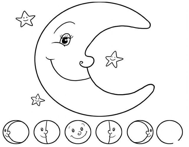 640x500 Drawings Of The Moon Coloring Best