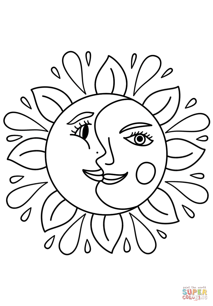 824x1186 Sun And Moon Coloring Pages Preschool In Fancy Page Pict