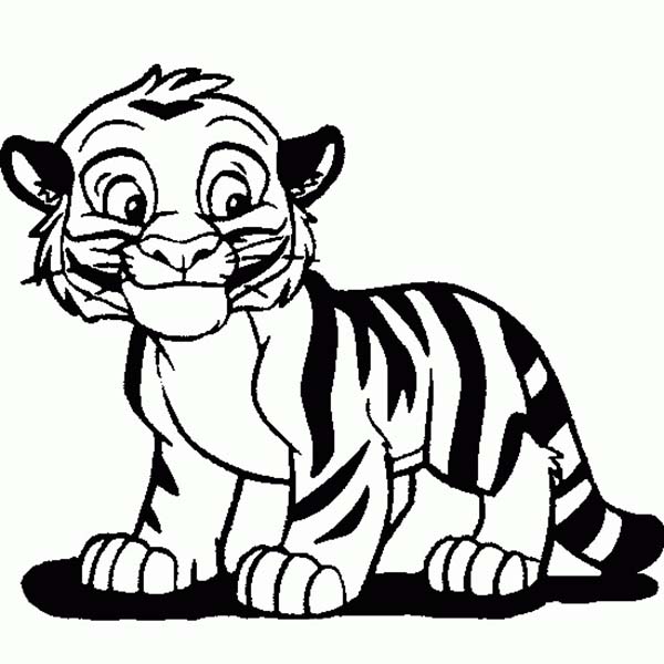 600x600 Cartoon Tiger Drawing Cute Tiger Cub In Cartoon Coloring Page
