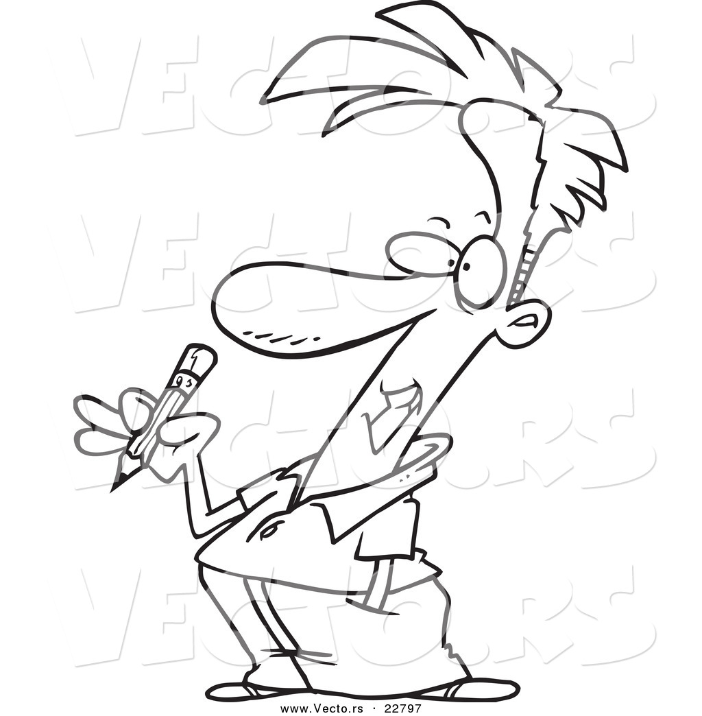 1024x1044 Vector Of A Cartoon Guy Holding A Pencil