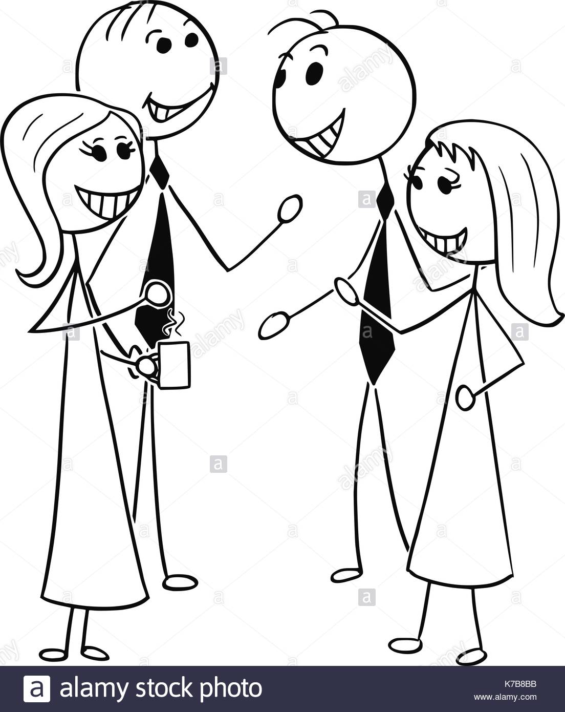 1104x1390 Cartoon Stick Man Illustration Of Two Men And Women Pairs Business