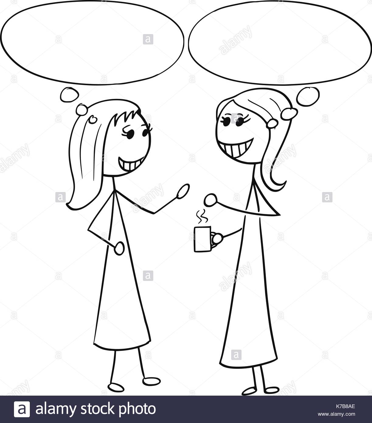 1223x1390 Cartoon Stick Man Illustration Of Two Women Pair Business People