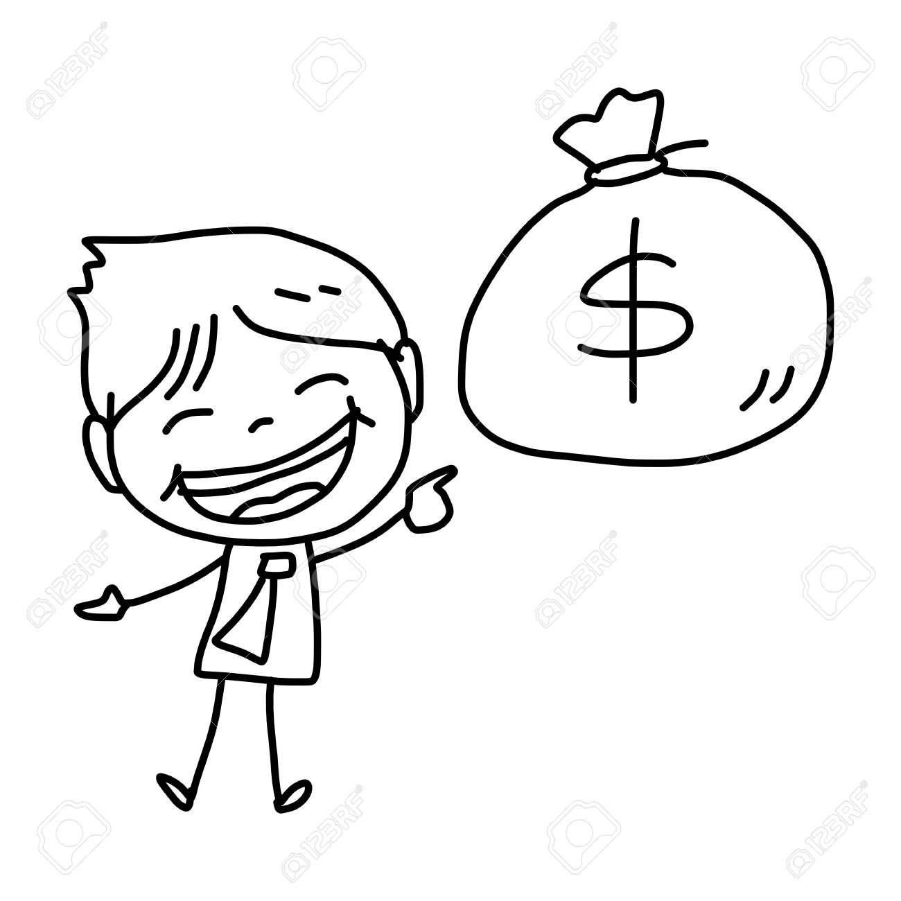 1300x1300 Hand Drawing Cartoon Character Happy Business Person Royalty Free