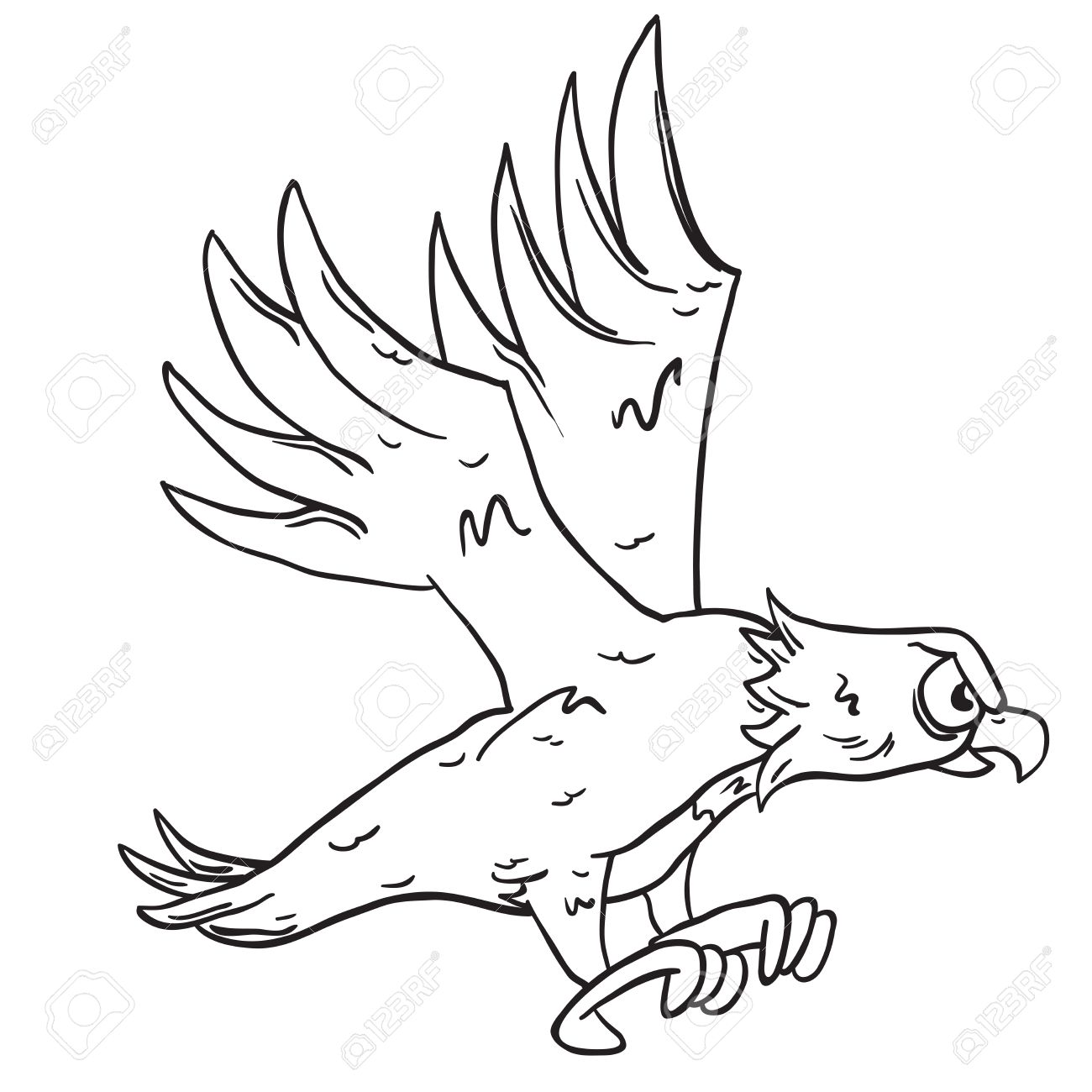 1300x1300 Simple Black And White Eagle Cartoon Royalty Free Cliparts