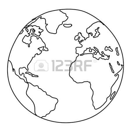 450x450 Black And White Drawing Of A Cartoon Earth Art