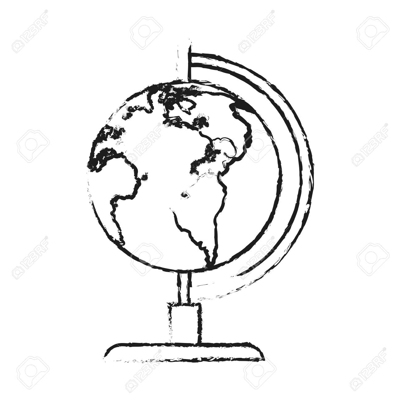 1300x1300 Blurred Silhouette Image Cartoon Earth Globe Vector Illustration