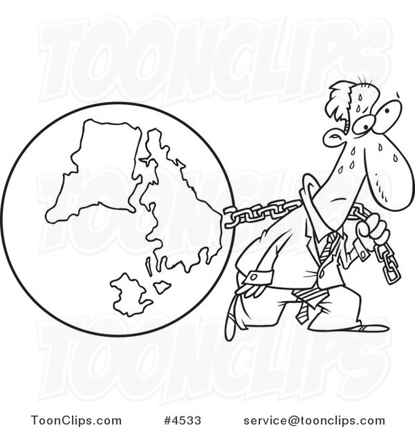581x600 Cartoon Black And White Line Drawing Of A Business Man Pulling