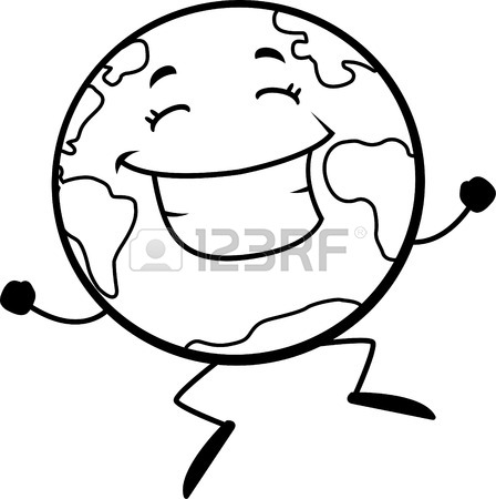 448x450 A Cartoon Planet Earth Happy And Smiling. Royalty Free Cliparts