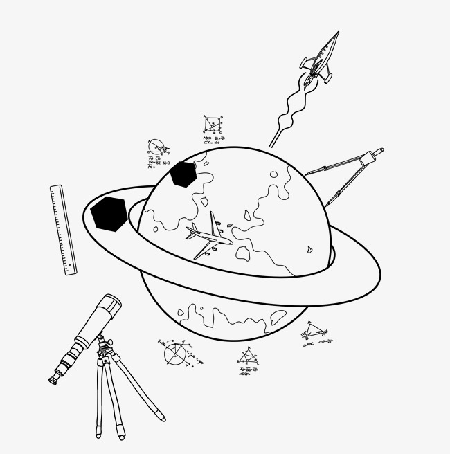 650x656 Hand Drawn Cartoon Earth Material, Cartoon, Black And White Line