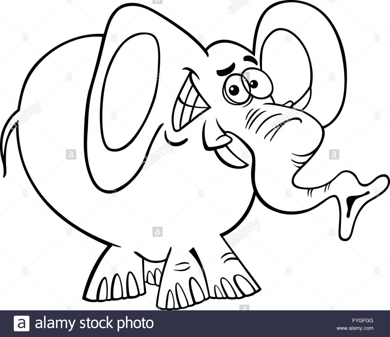 1300x1124 Cartoon Elephant For Coloring Book Stock Photo, Royalty Free Image