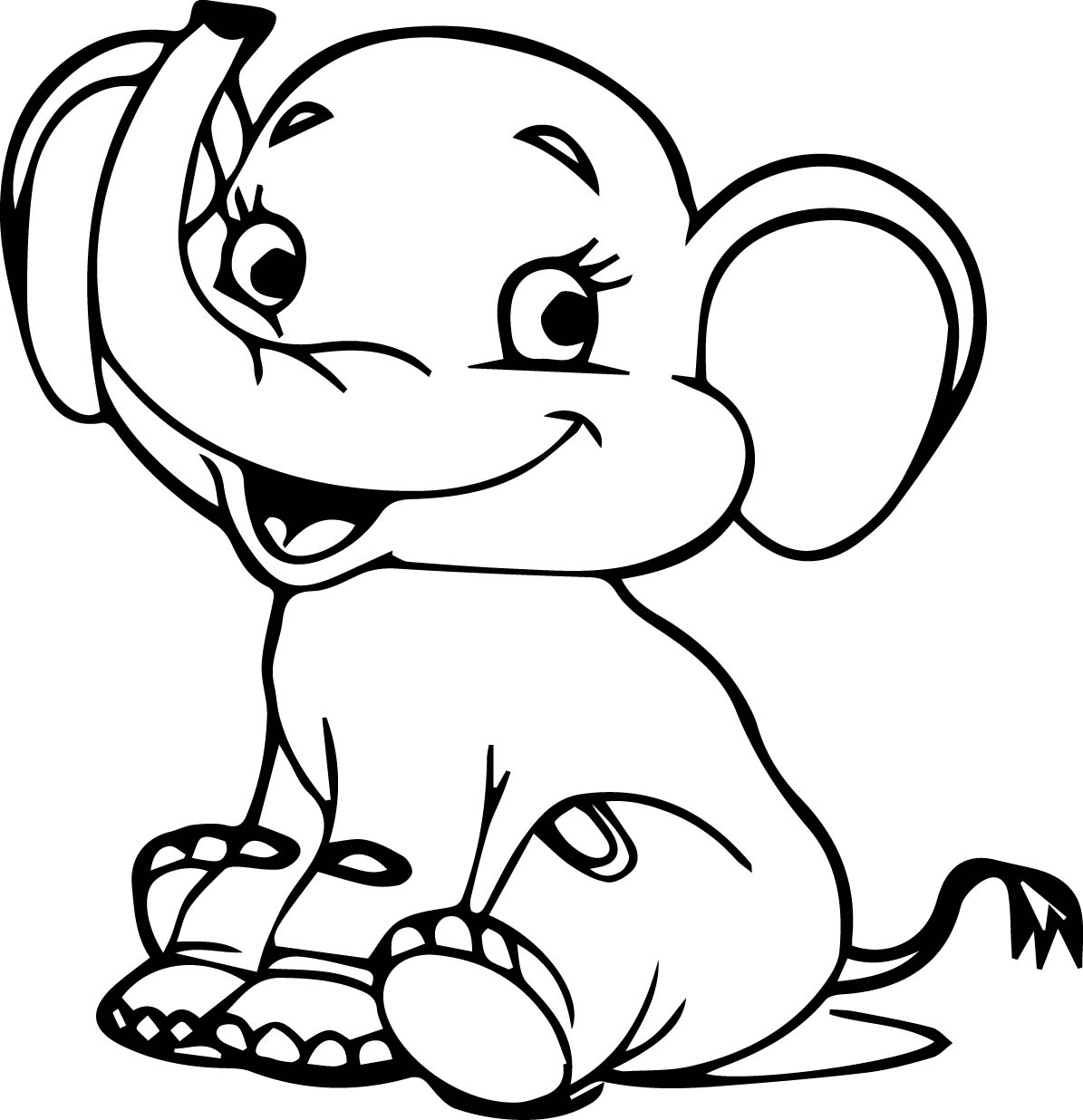 1195x1236 Baby Elephant Coloring Page Cartoon Pages