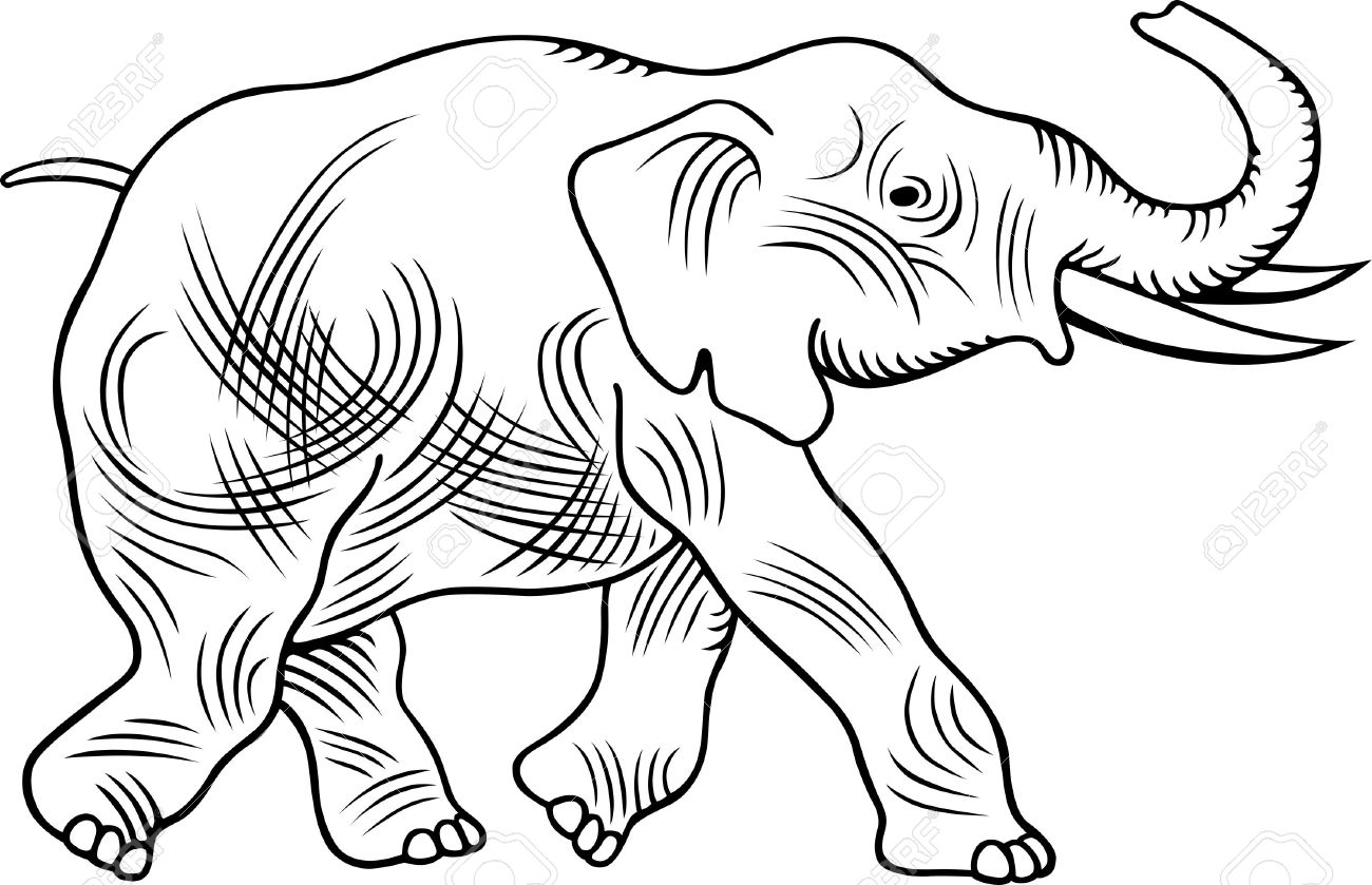 1300x839 Elephant Cartoon Running On White Background Royalty Free Cliparts