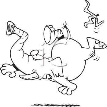 350x350 Royalty Free Clipart Image Black And White Cartoon Of An Elephant