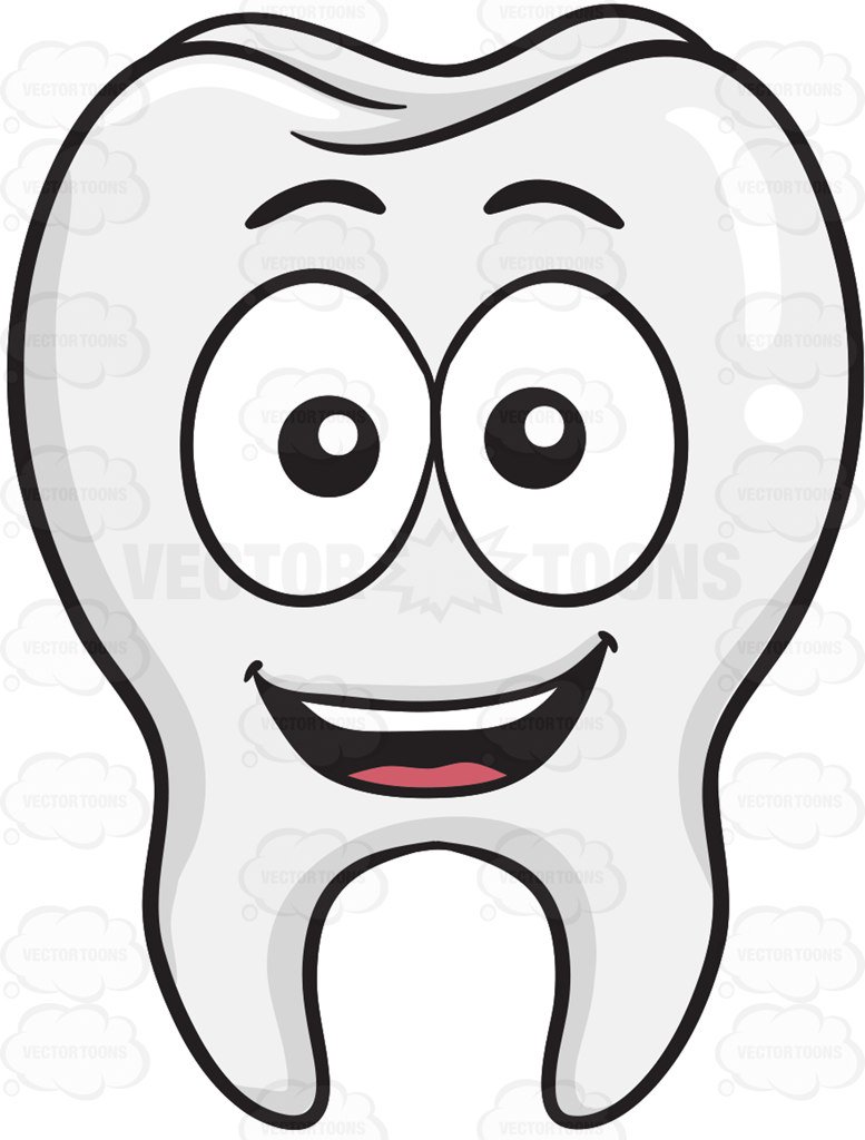 777x1024 Delighted Tooth With Bright Look On Face Cartoon Clipart