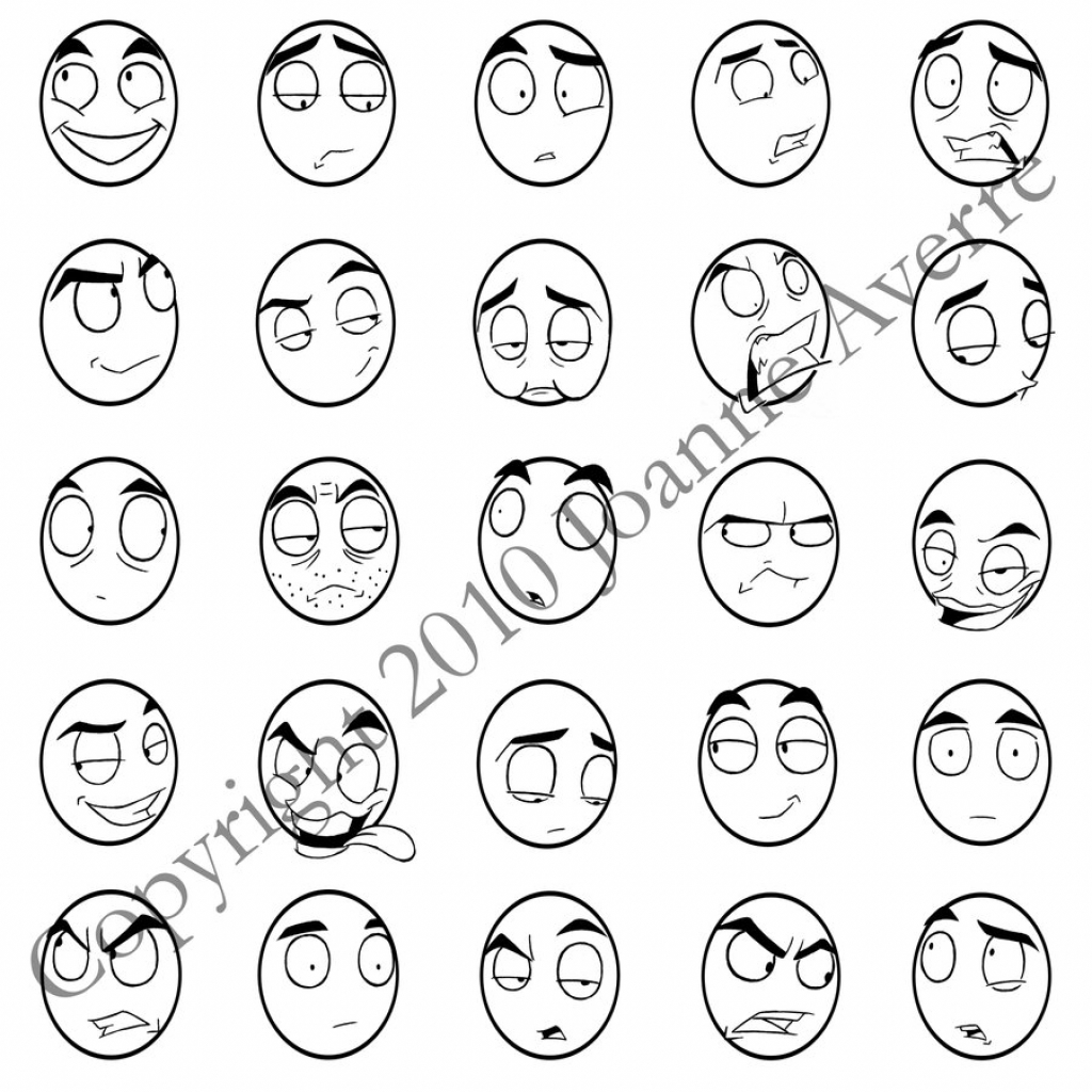 1024x1024 Cartoon Drawing Expression Facial Expressions Buddy Sheet