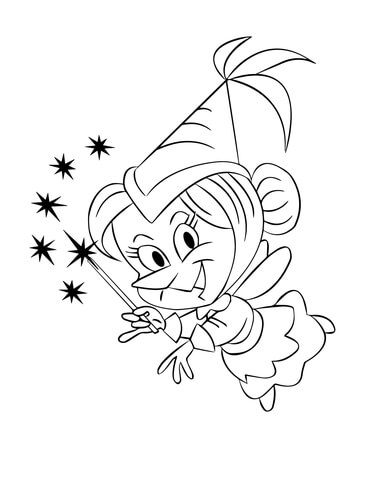 373x480 Cartoon Fairy With A Magic Stick Coloring Page Free Printable