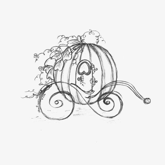 540x540 Cartoon Sketch Pumpkin Carriage, The Pumpkin Carriage, Cinderella