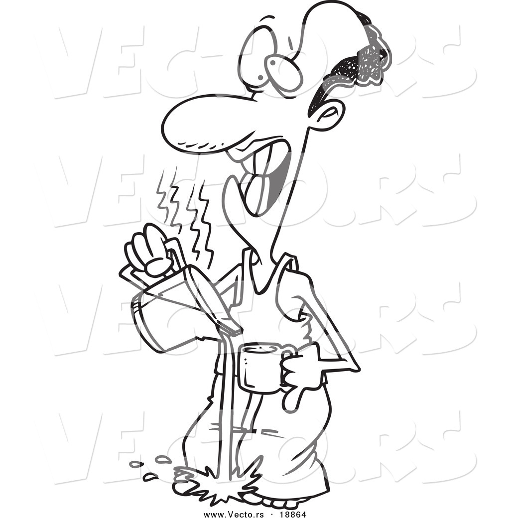 1024x1044 Vector Of A Cartoon Black Man Pouring Hot Coffee On His Feet