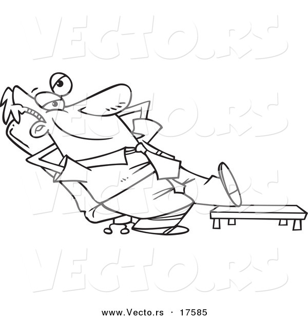 600x620 Vector Of A Cartoon Businessman Relaxing With His Feet Up