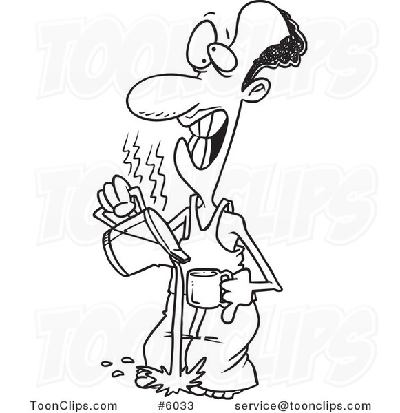 581x600 Cartoon Black And White Line Drawing Of A Black Guy Pouring Hot