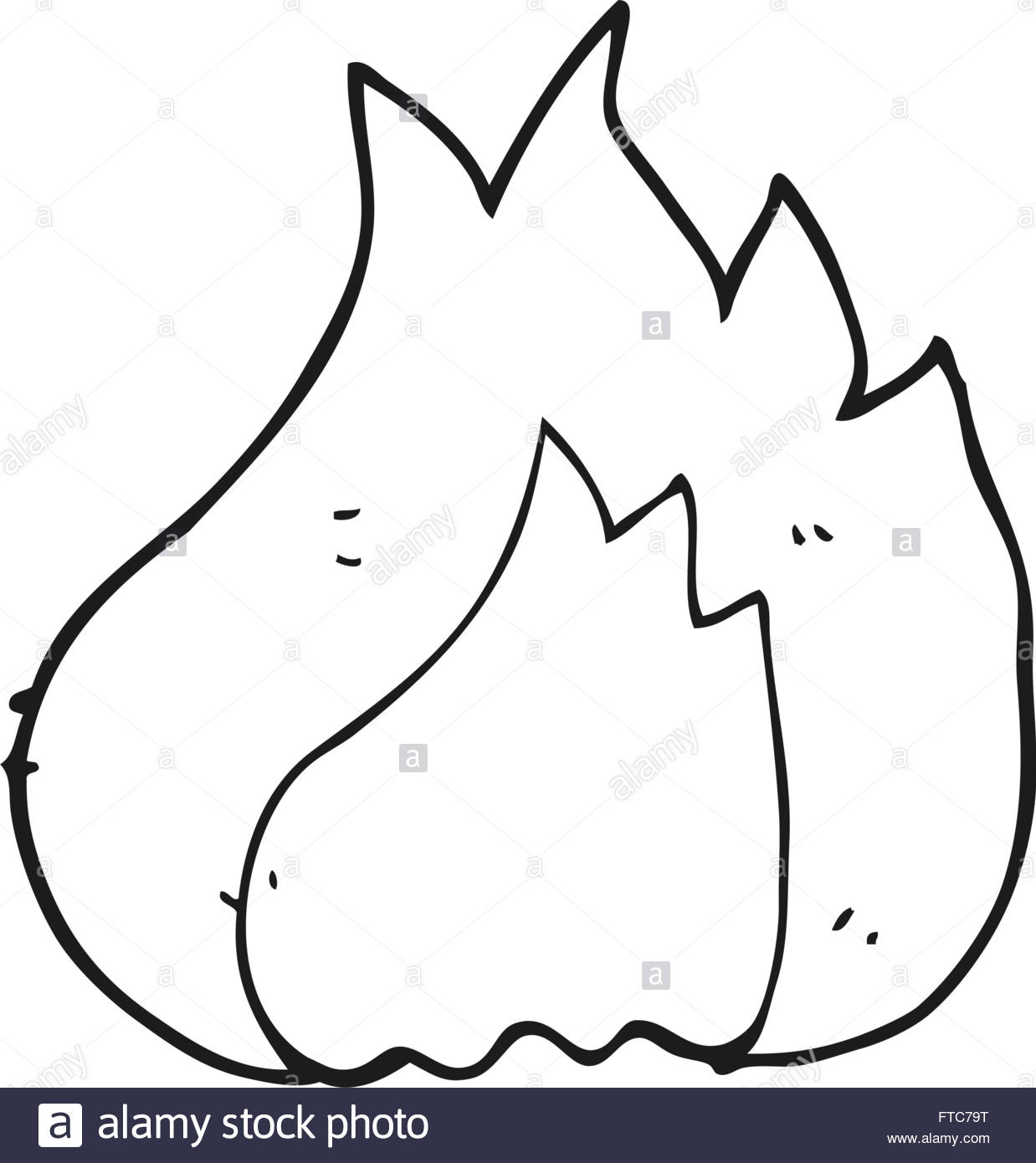 1238x1390 Freehand Drawn Black And White Cartoon Flame Stock Vector Art