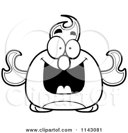 450x470 Cartoon Clipart Of A Black And White Chubby Grinning Phoenix Fire