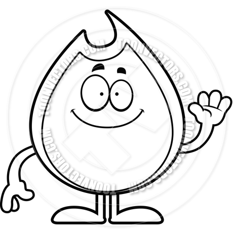 460x460 Cartoon Fire Flame Waving (Black And White Line Art) By Cory