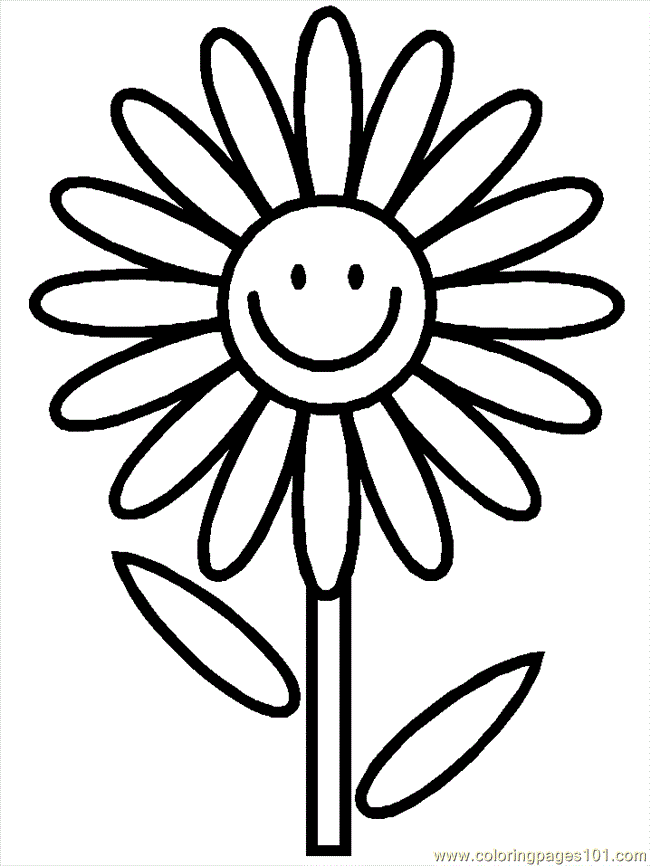 650x866 Cartoon Flowers Coloring Page