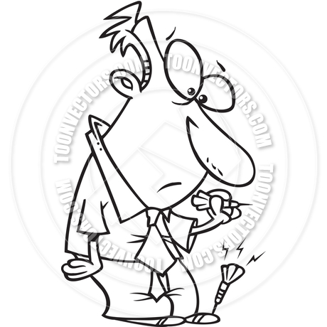 460x460 Cartoon Man With Dart In Foot (Black And White Line Art) By Ron