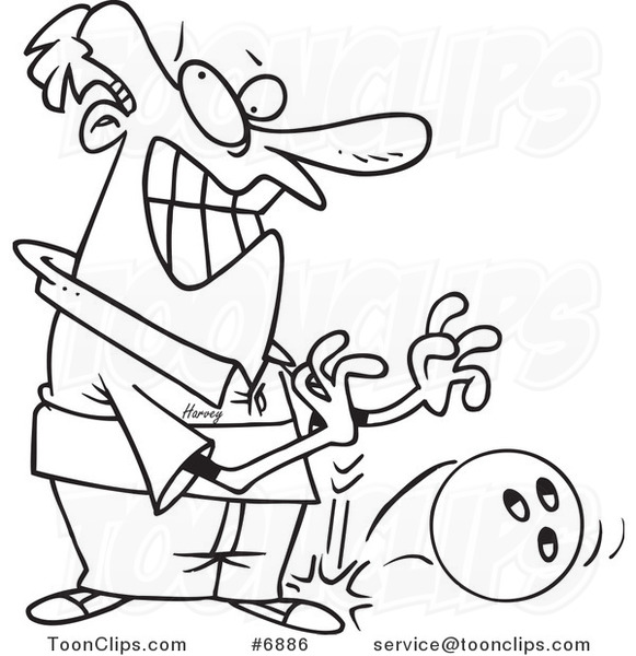 581x600 Cartoon Black And White Line Drawing Of A Guy Dropping A Bowling