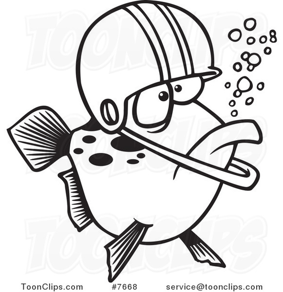 581x600 Cartoon Blacknd White Line Drawing Of Football Fish Wearing