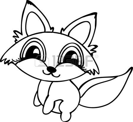 450x413 Flat Design Cute Fox Cartoon Icon Vector Illustration Royalty Free