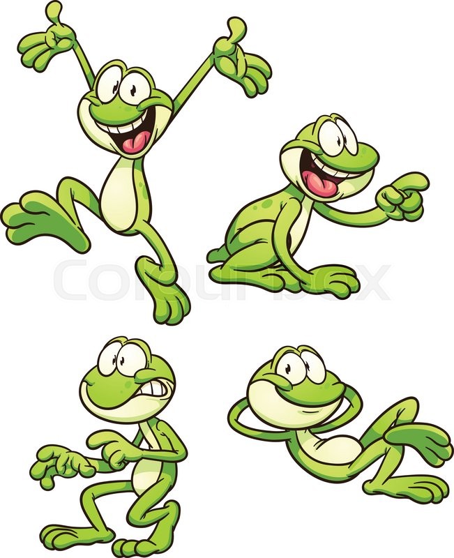 651x800 Cartoon Frog In Different Poses. Vector Clip Art Illustration